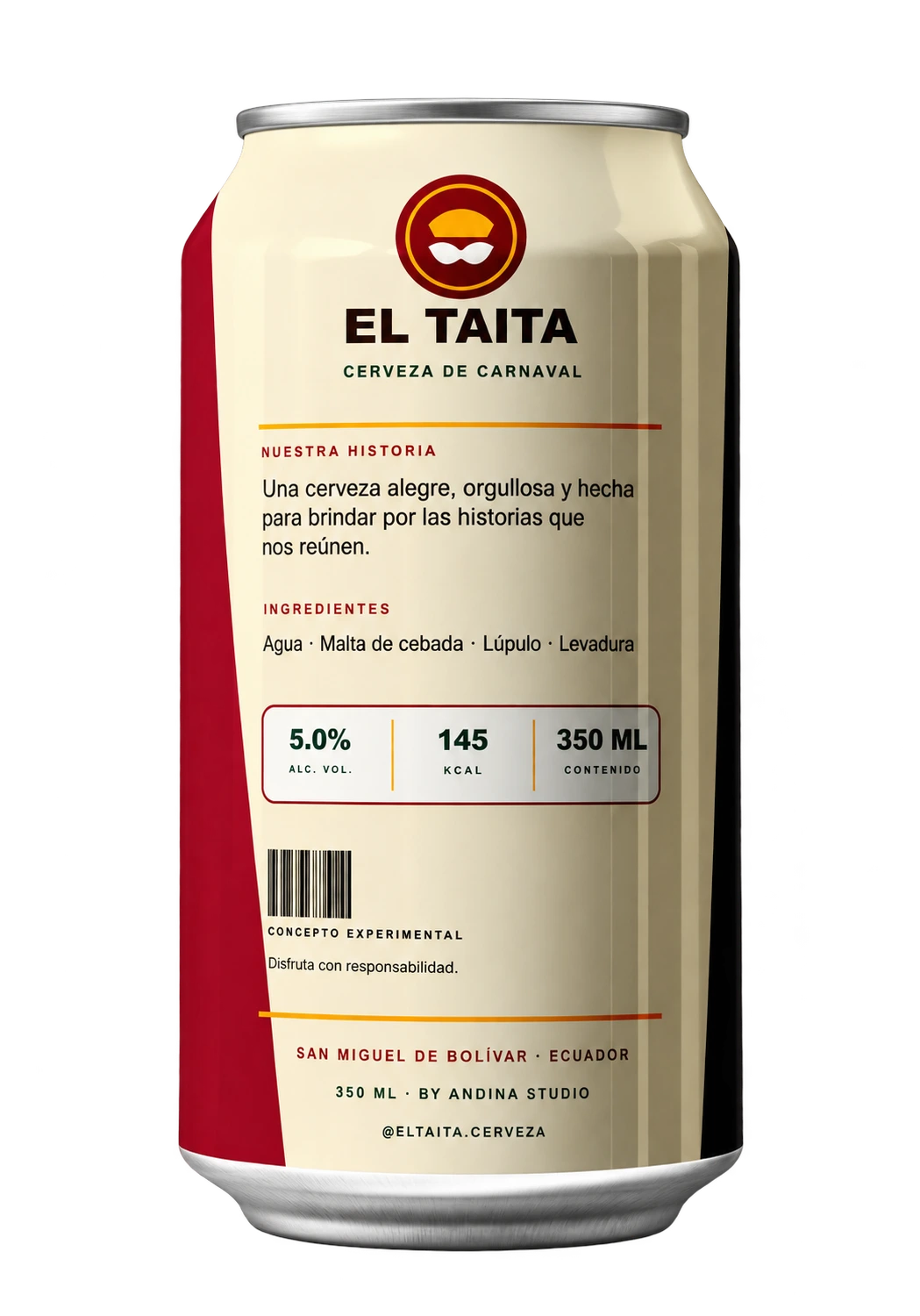 Contraetiqueta de la lata El Taita con información de la cerveza