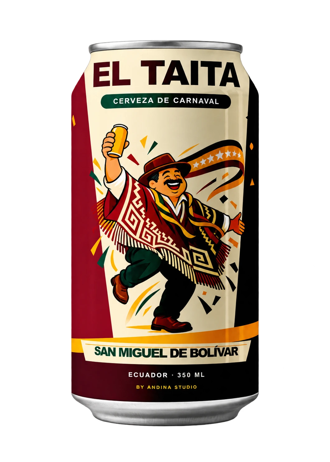 Frente de la lata El Taita con ilustración editorial